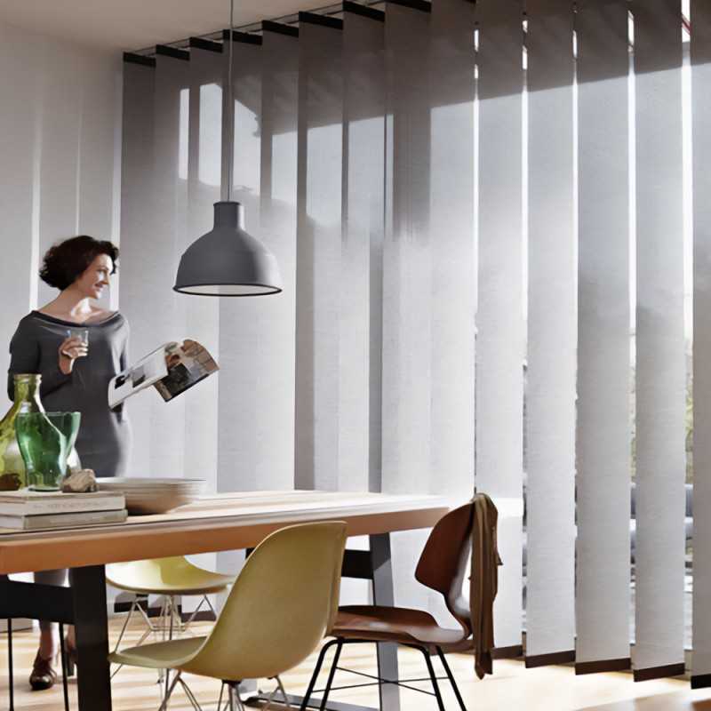 Store Vertical à Lamelles En Coton/Lin - Blanc, 150x130cm - Réglable Lumière Et Intimité - Pour Fenêtres, Portes Coulissantes - 5