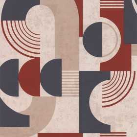 PAPIER PEINT TUNISIE DECORATION D'INTERIEUR EFFET 3D 70'S BLEU ET BORDEAUX - 51222401