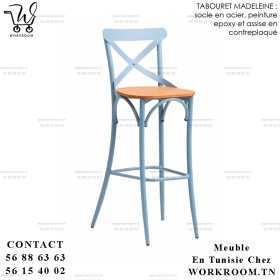 TABOURET MADELAINE socle acier peint CP OU compact OU SKAI EN TUNISIE