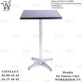 TABLE ALUMUNIUM ROMA ISOTOP CARRÉE 70 EN TUNISIE TABLE ALUMUNIUM ROMA ISOTOP CARRÉE 70 EN TUNISIE
TABLE CARRÉE 70 SOCLE ALUMUNIUM ROMA H75 OU 110 CM