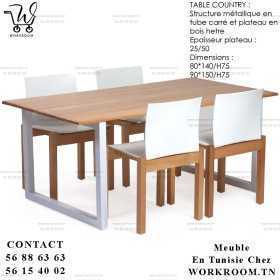 TABLE PAS CHER EN TUNISIE CHEZ WORKROOM TN
TABLE COUNTRY EN TUNISIE

Table en bois avec socle en acier peint.