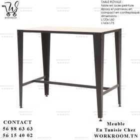 TABLE HAUTE ROYALE COMPACT EN TUNISIE

Table en acier peint avec plateau en bois.