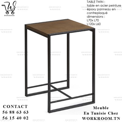 TABLE HAUTE TWIN CP 110 CM EN TUNISIE

Table en acier peint avec plateau en bois.