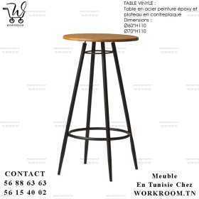 TABLE VINYLE PLATEAU CONTREPLAQUÉ SOCLE ACIER  EN TUNISIE

Table en BOIS avec socle en acier