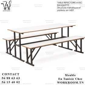 TABLE PAS CHER EN TUNIS TUNISIE CHEZ WORKROOM TN
TABLE REFECTOIRE 180 * 70 CM AVEC 2 BANCS EN TUNISIE