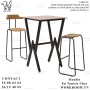 TABLE W TUNISIE : Table style industriel impose par son plateau en bois posé sur des pieds en fer en forme de W.