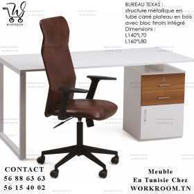 BUREAU TEXAS avec bloc tiroir intégré EN TUNISIE BUREAU TEXAS EN TUNISIE
Bureau TEXAS - Structure métallique en tube carré plateau en bois avec bloc tiroir intégré