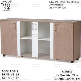 ELEMENT Bois 4 PORTES 2 avec VITRE EN TUNISIE RANGEMENT EN BOIS PAS CHER EN TUNIS TUNISIE CHEZ WORKROOM TN
ELEMENT Bois 4 PORTES 2 avec VITRE EN TUNISIE