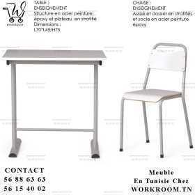 Enssemble Table et chaise enseignement en tunisie