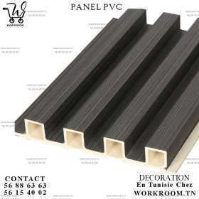 PANEL PVC effet bois noir HABILLAGE MURAL EN TUNISIE PANEL PVC effet bois noir HABILLAGE MURAL EN TUNISIE
Intérieur: 2,9M*0.17 PVC