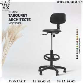 TABOURET ARCHITECTE AVEC DOSSIER CHAISE DE BUREAU NOIR TABOURET ARCHITECTE AVEC DOSSIER CHAISE DE BUREAU NOIR
