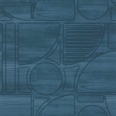 PAPIER PEINT BOIS GRAVURE 3D BLEU - 51220501