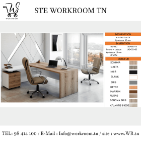 BUREAU DALOT AVEC RETOUR ET CAISSON TIROIR