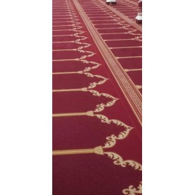 MOQUETTE Mosquée TEXTILE Rouge en TUNISIE avec sous tapis coton