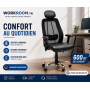 Chaise de bureau BOSTON noir, ergonomique et réglable Disponible chez WORKROOM.TN Tunisie