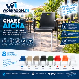 Chaise AICHA à piètement en aluminium pour cafés, restaurants et terrasses en Tunisie.
