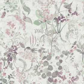 PAPIER PEINT VÉGÉTAL FLORAL GREEN GREY PINK
