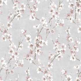 PAPIER PEINT VÉGÉTAL FLEURS ROSE ET BLANC