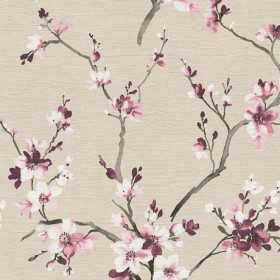 PAPIER PEINT VÉGÉTAL FLEURS ROSE