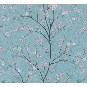 PEINT PEINT VÉGÉTAL FLEURS CERISIER BLEU TURQUOISE