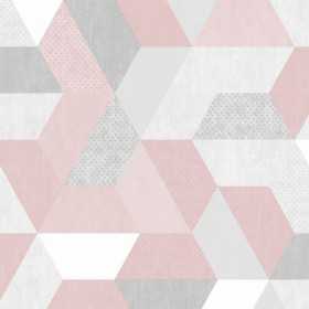 PAPIERS PEINTS 3D GRAPHIQUE DESIGN GÉOMÉTRIQUE GRIS ET ROSE