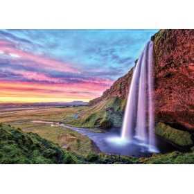POSTER PHOTO MURALE NATURE CASCADE ET COUCHER DE SOLEIL