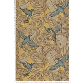 PAPIER PEINT OISEAU COLIBRI JAUNE