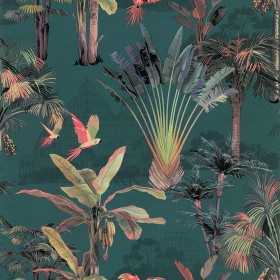 PAPIER PEINT TUNISIE TROPICAL FOND VERT ÉMERAUDE PAPIER PEINT TUNISIE TROPICAL FOND VERT ÉMERAUDE