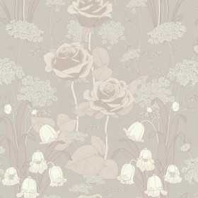 PAPIER PEINT TUNISIE FLEUR ART NOUVEAU BEIGE
