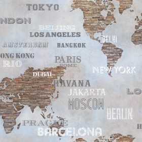 PAPIER PEINT BRIQUE CARTE MONDE