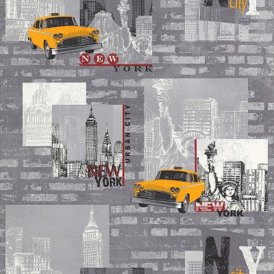 PAPIER PEINT TAXIS DE NEW YORK JAUNE