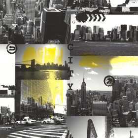 PAPIER PEINT NEW YORK JAUNE